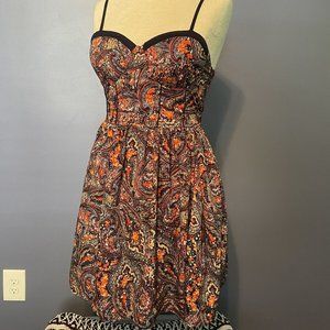 American Rag Paisley Bustier Sundress with Padded Cups and Pockets Sz S